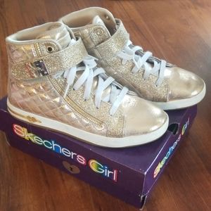 Sketchers Girls Glittery Rose Gold Sneakers